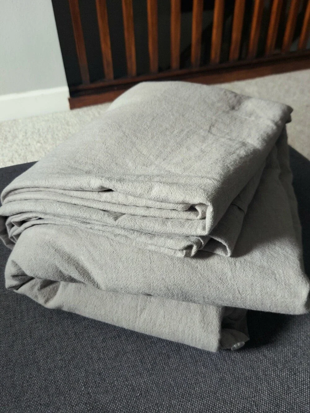Kenneth Cole Linen Cotton Blend Beige Duvet Cover King Size Bed